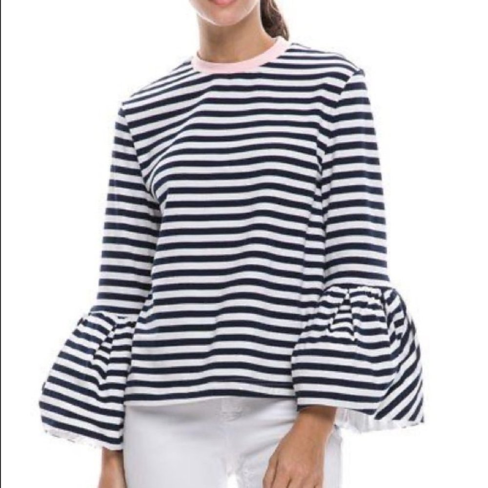 English factory striped top with bell sleeves